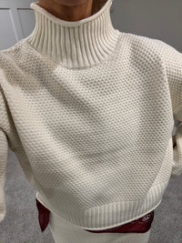 Textured Sweater & Skirt Set | Cream