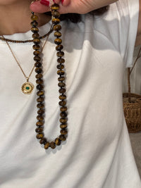 Refined Stone Bead Necklace | Tiger's Eye Brown