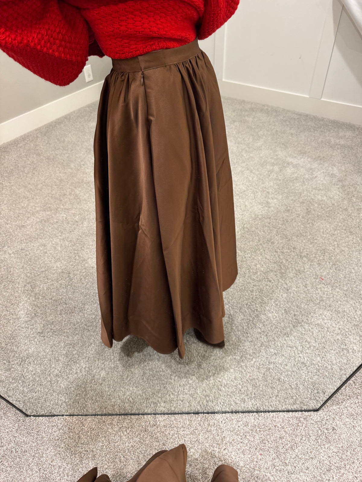 Flare Midi Skirt | Brown