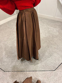 Flare Midi Skirt | Brown