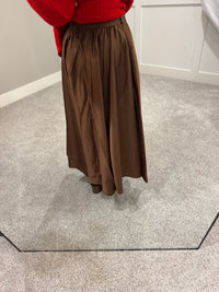 Flare Midi Skirt | Brown