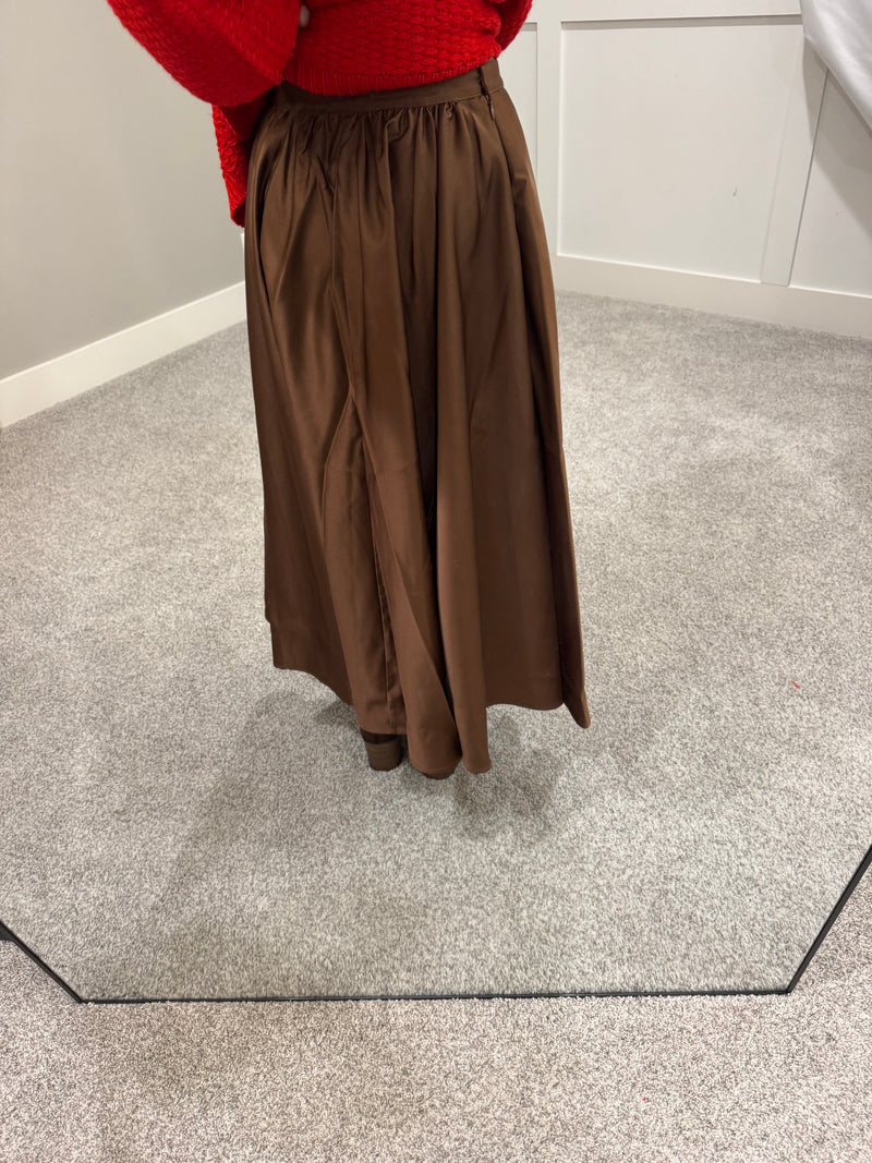Flare Midi Skirt | Brown