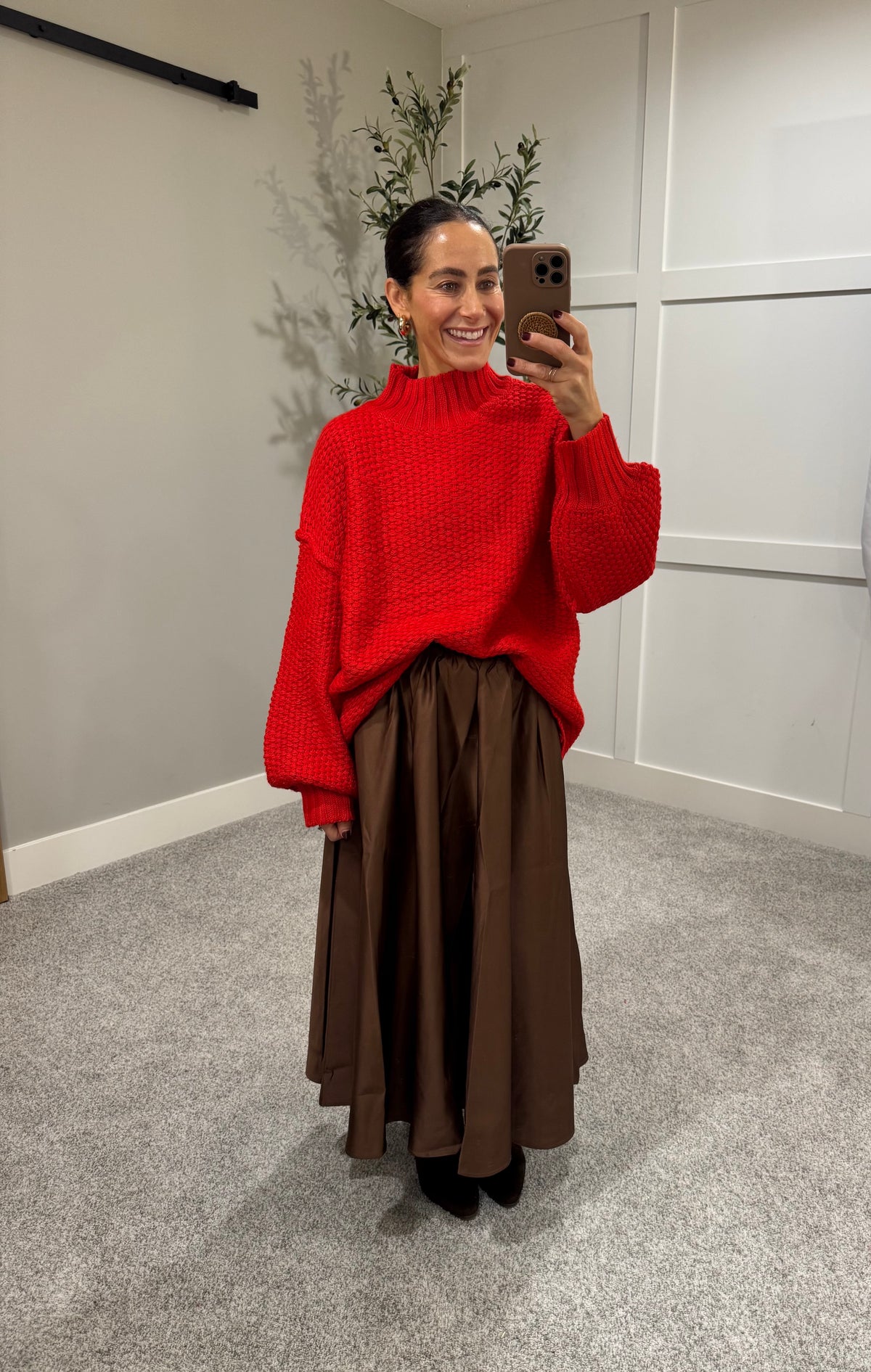 Flare Midi Skirt | Brown