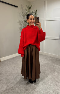 Flare Midi Skirt | Brown