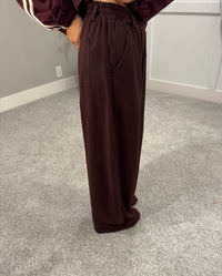 Tailored Wide Leg Knit Sweatpants | Maroon