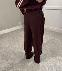 Tailored Wide Leg Knit Sweatpants | Maroon