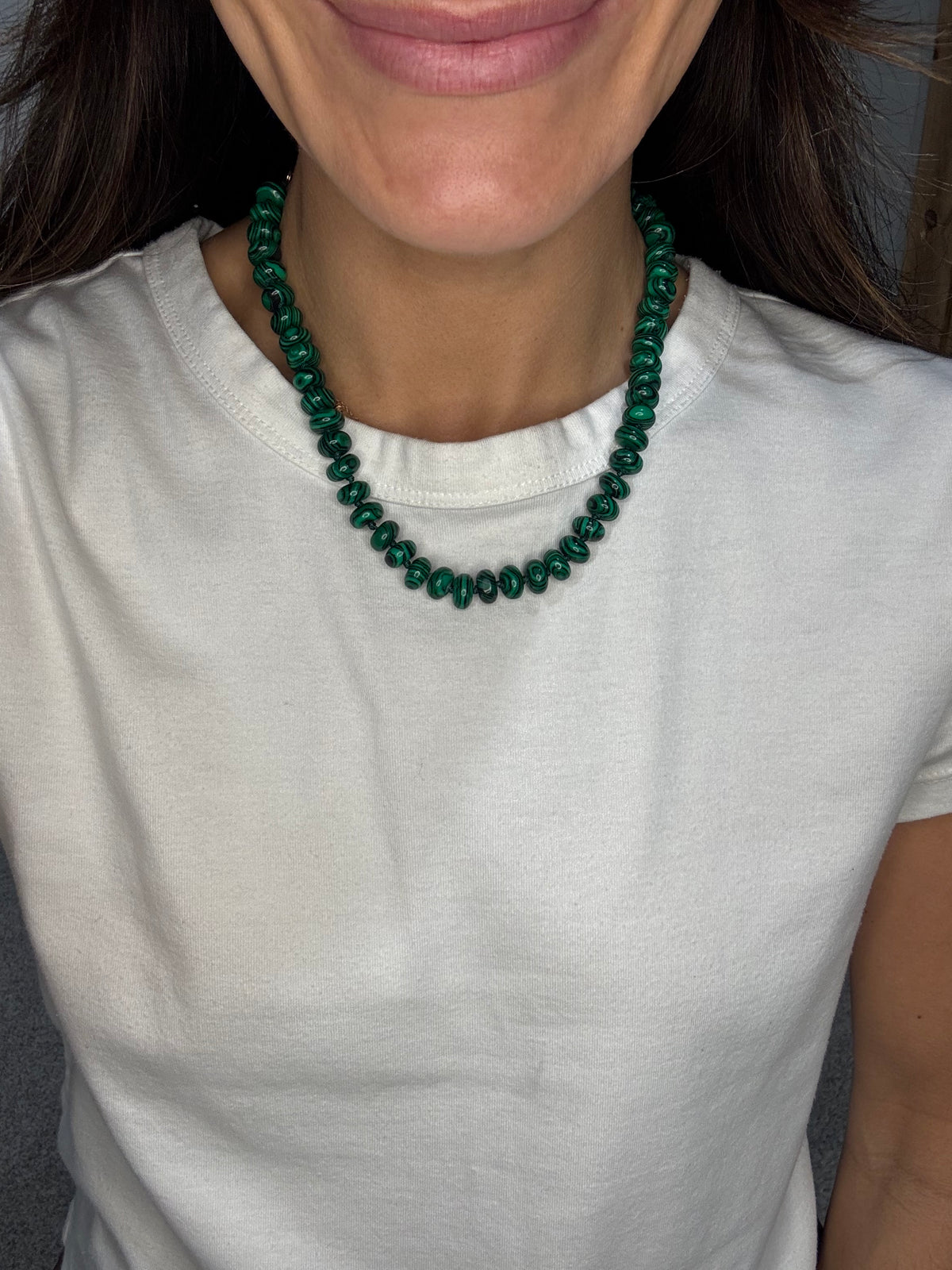 Refined Stone Bead Necklace | Malachite Green