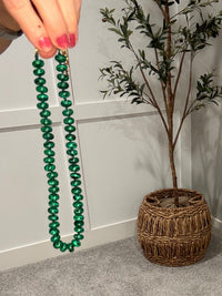 Refined Stone Bead Necklace | Malachite Green