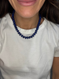 Refined Stone Bead Necklace | Lapis Blue