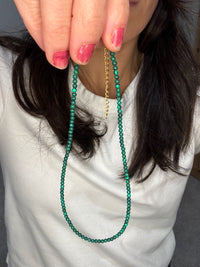 Dainty Natural Stone Beaded Necklace | Malachite Green