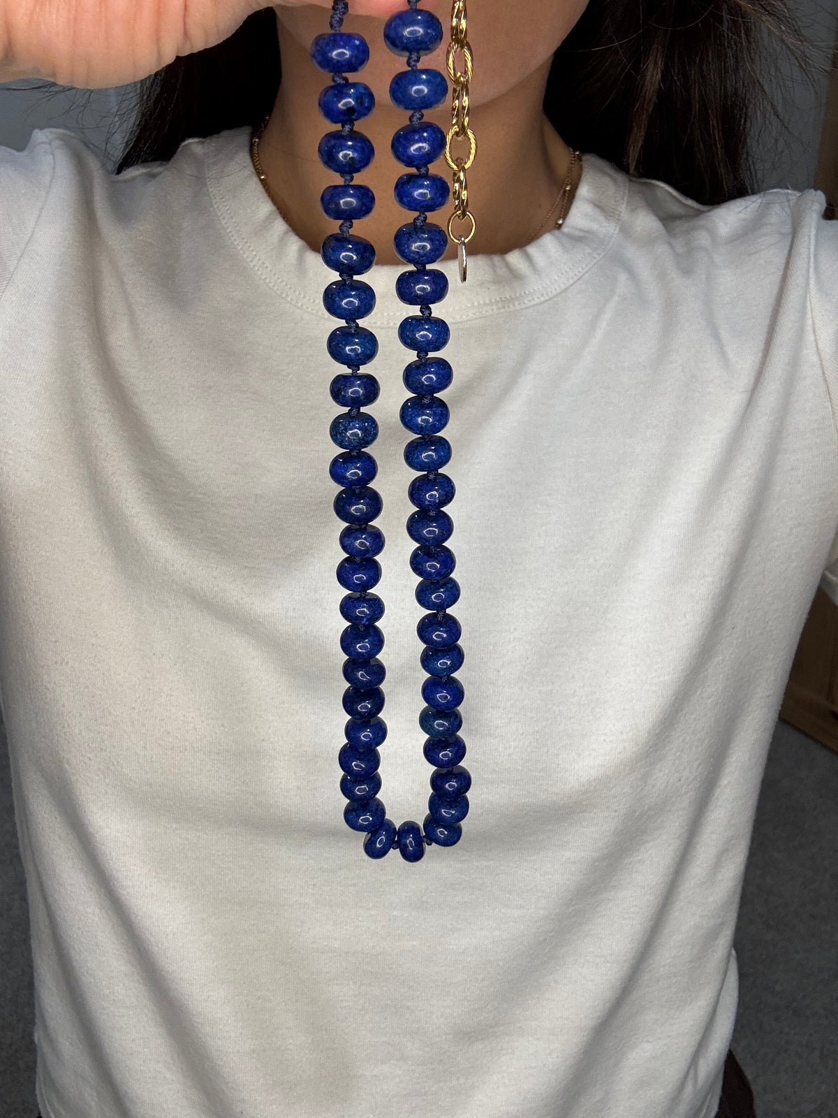 Refined Stone Bead Necklace | Lapis Blue