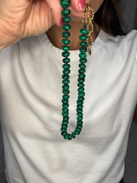 Refined Stone Bead Necklace | Malachite Green