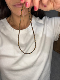Dainty Natural Stone Beaded Necklace | Tiger's Eye Brown