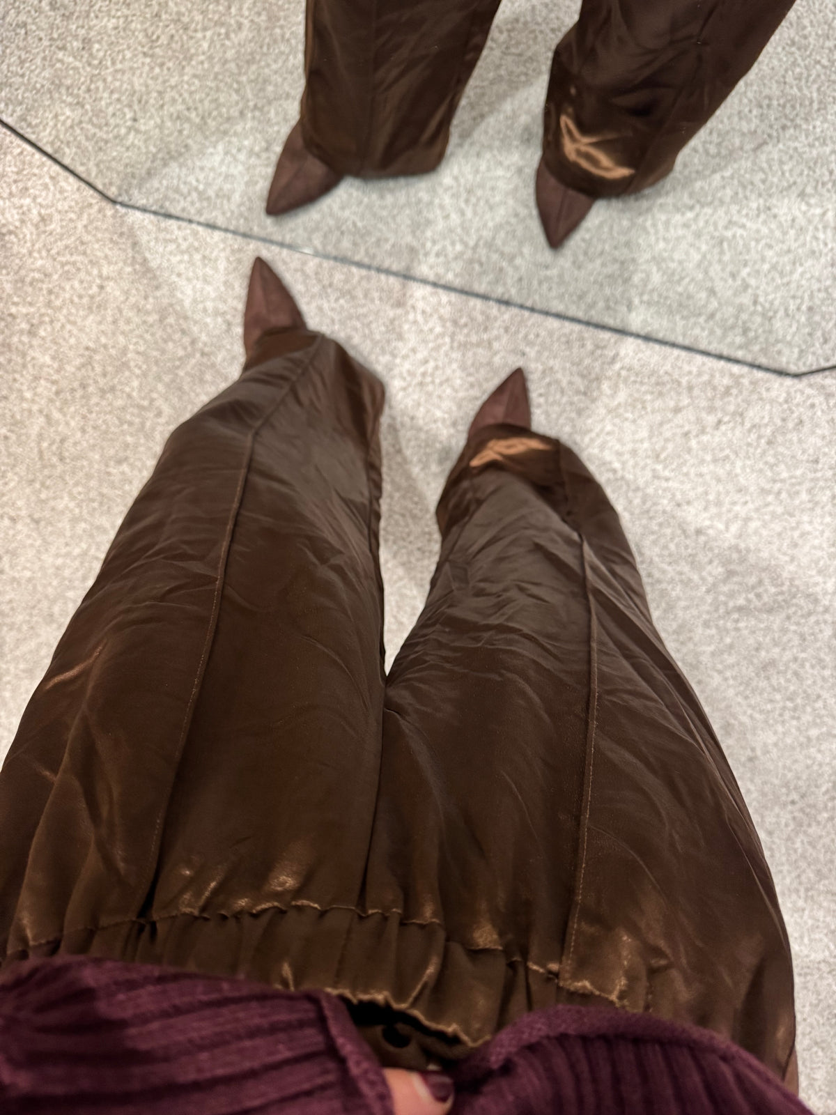 Satin Sheen Track Pant | Chestnut