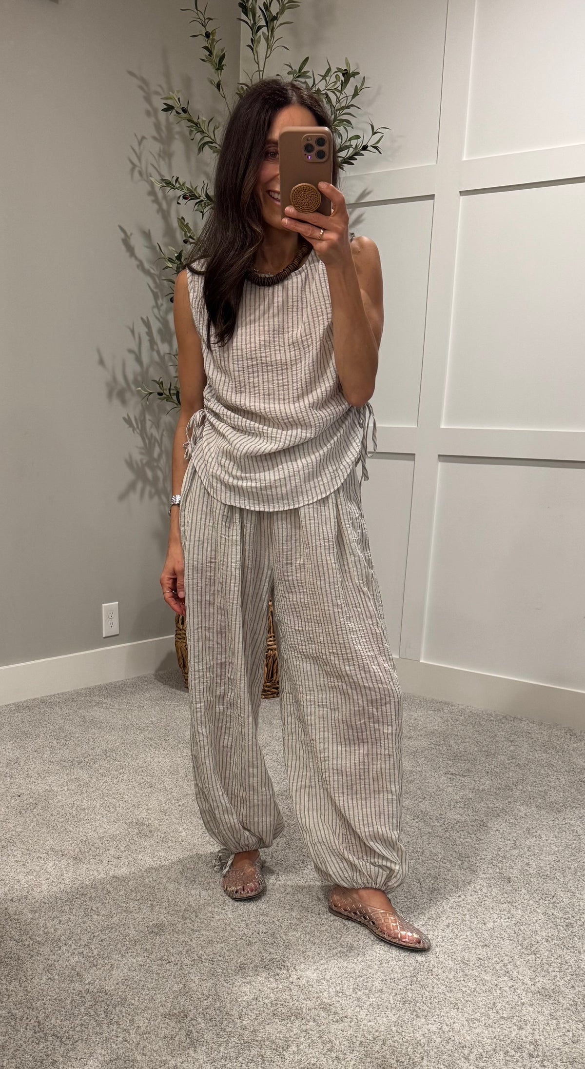 Coco Cotton Pants | Striped Natural