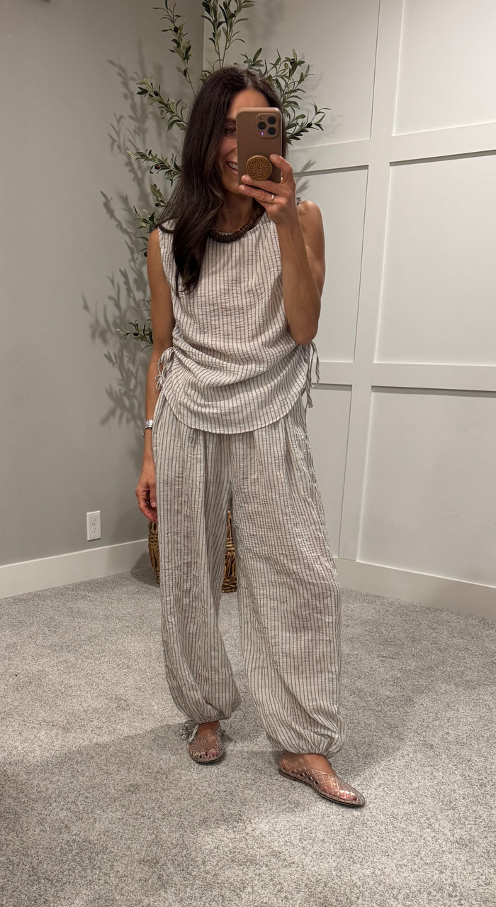Coco Cotton Pants | Striped Natural