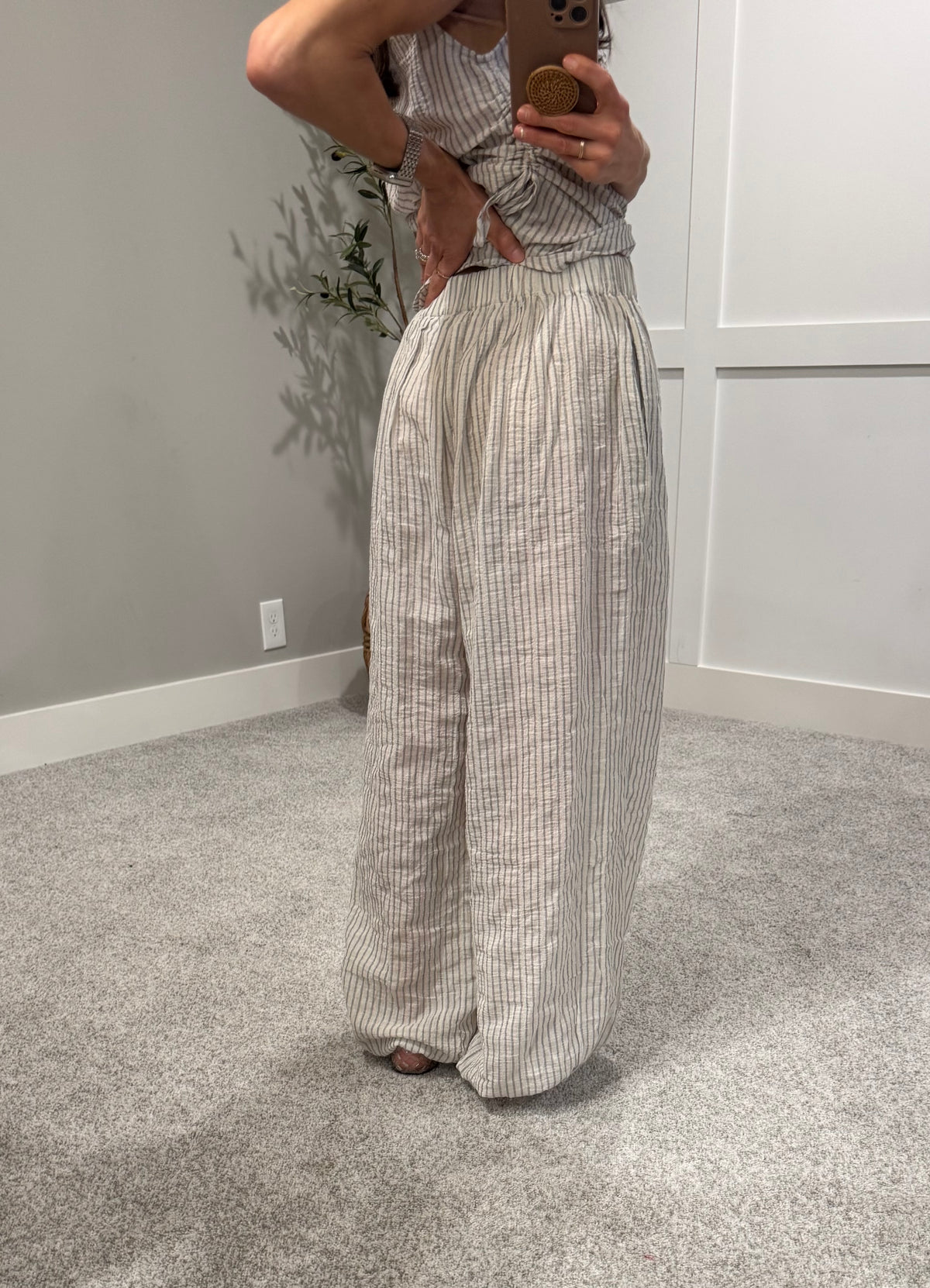 Coco Cotton Pants | Striped Natural