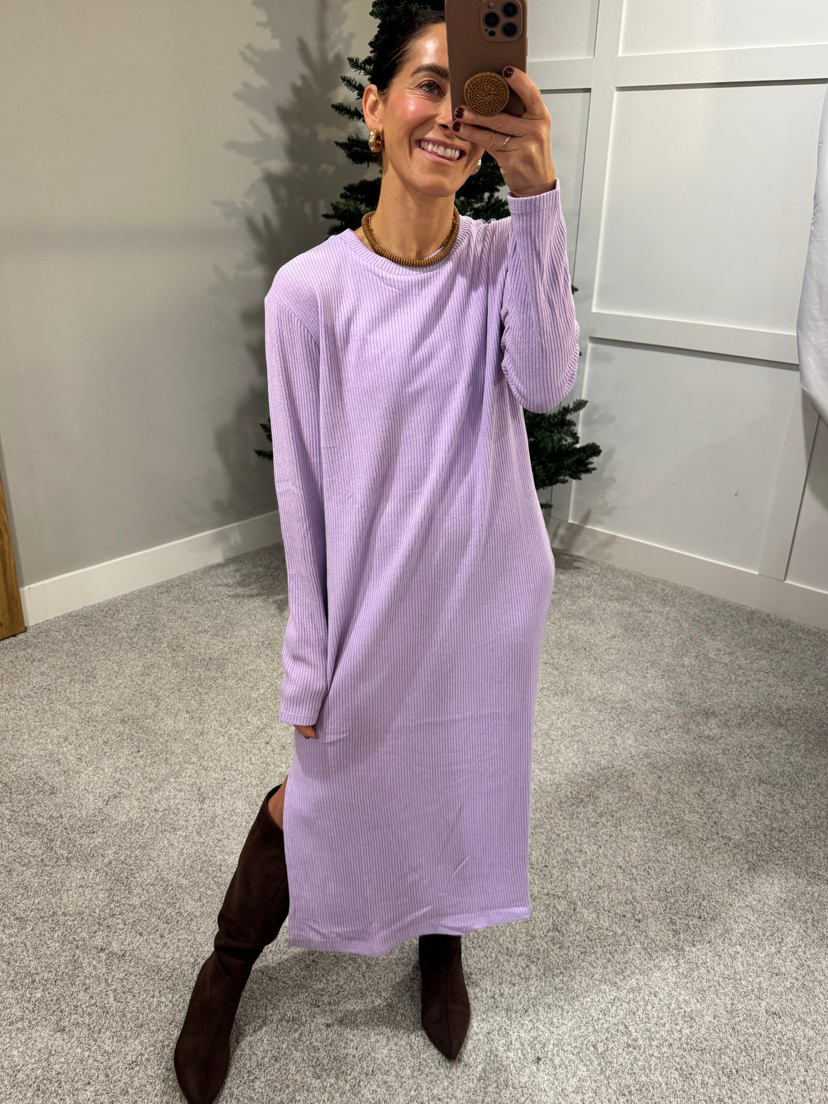 Ribbed Slinky Sweater Dress | Taro