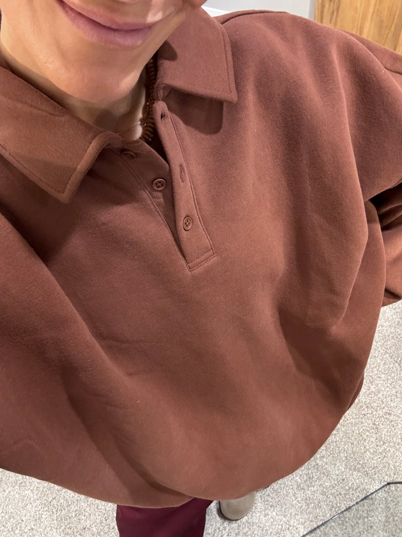 Oversized Collared Sweatshirt | Chestnut