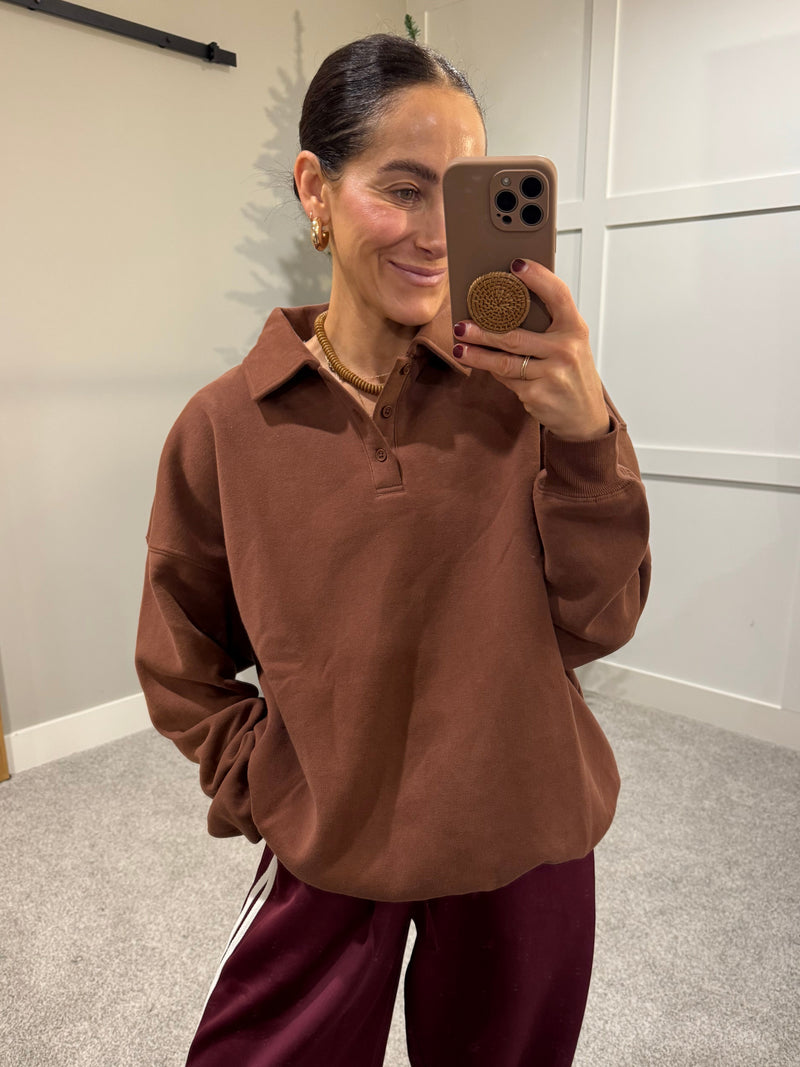 Oversized Collared Sweatshirt | Chestnut