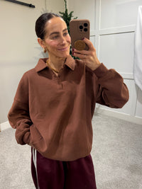 Oversized Collared Sweatshirt | Chestnut