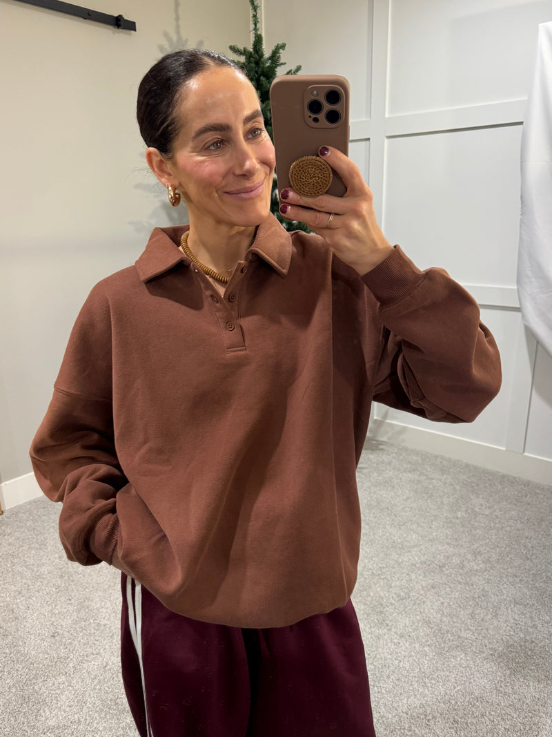 Oversized Collared Sweatshirt | Chestnut