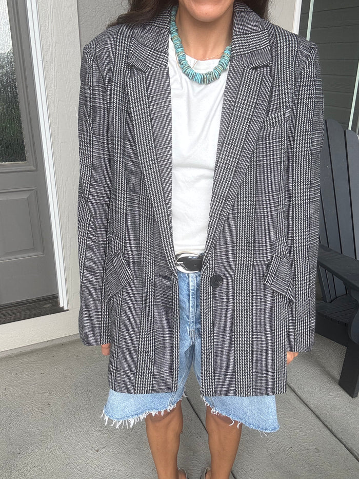 Plaid Check Blazer Jacket