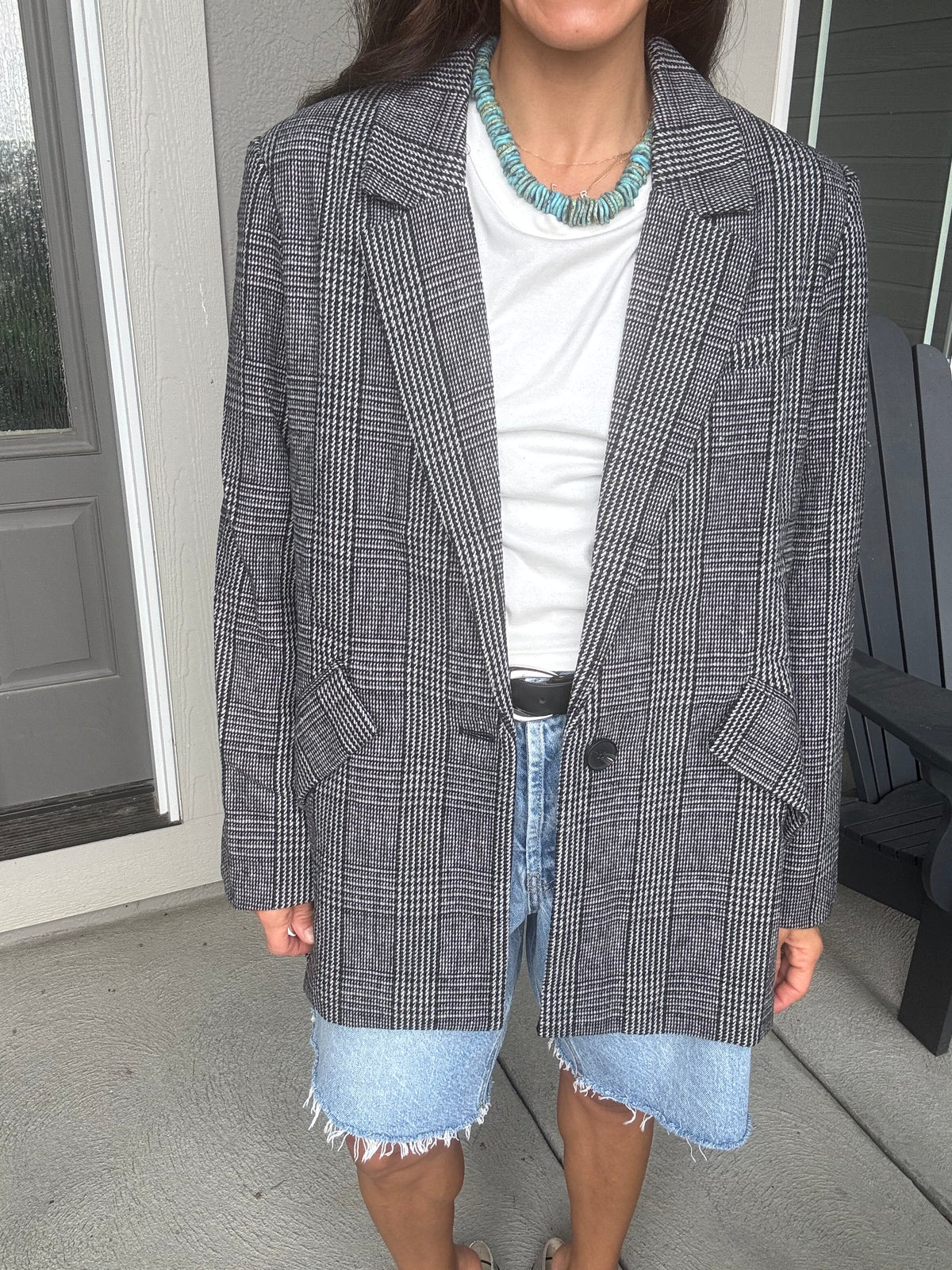 Plaid Check Blazer Jacket