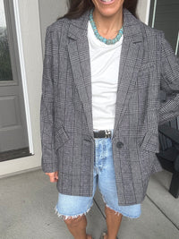 Plaid Check Blazer Jacket