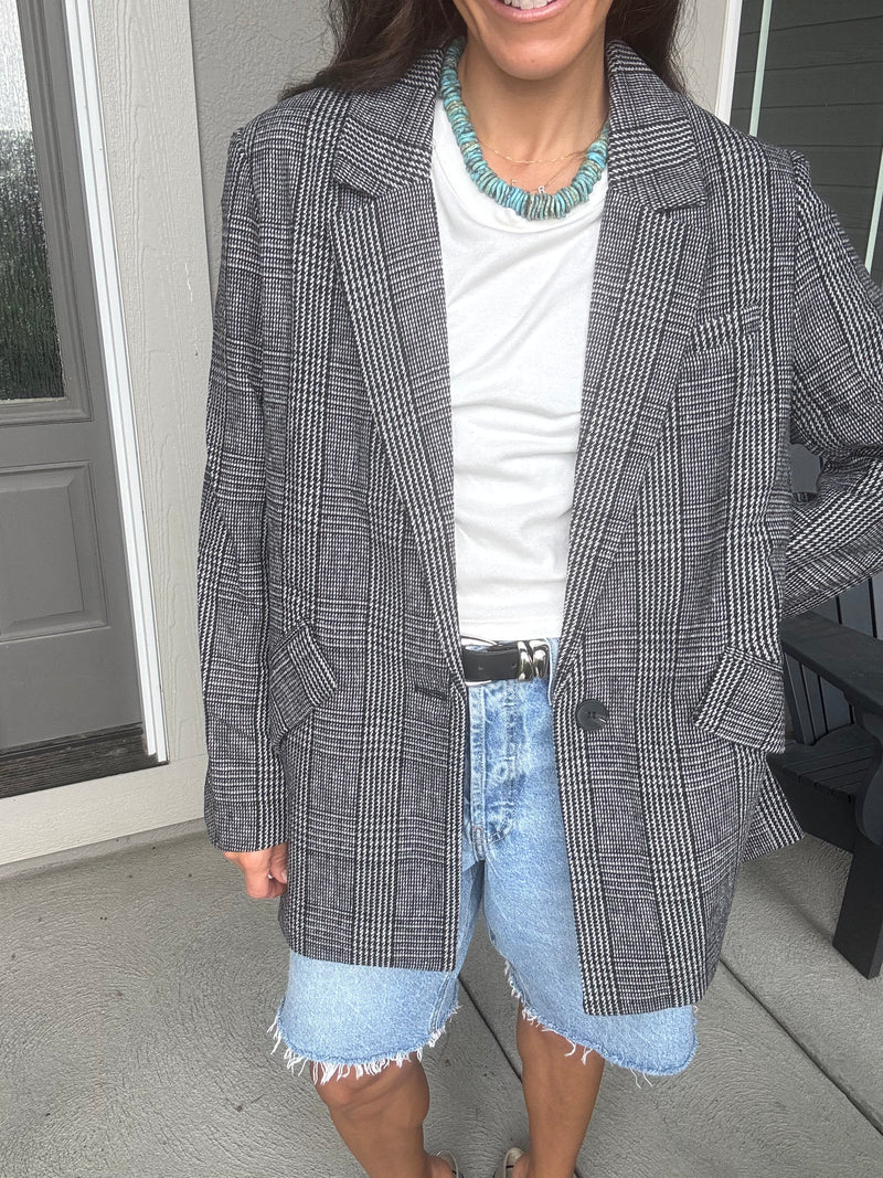 Plaid Check Blazer Jacket