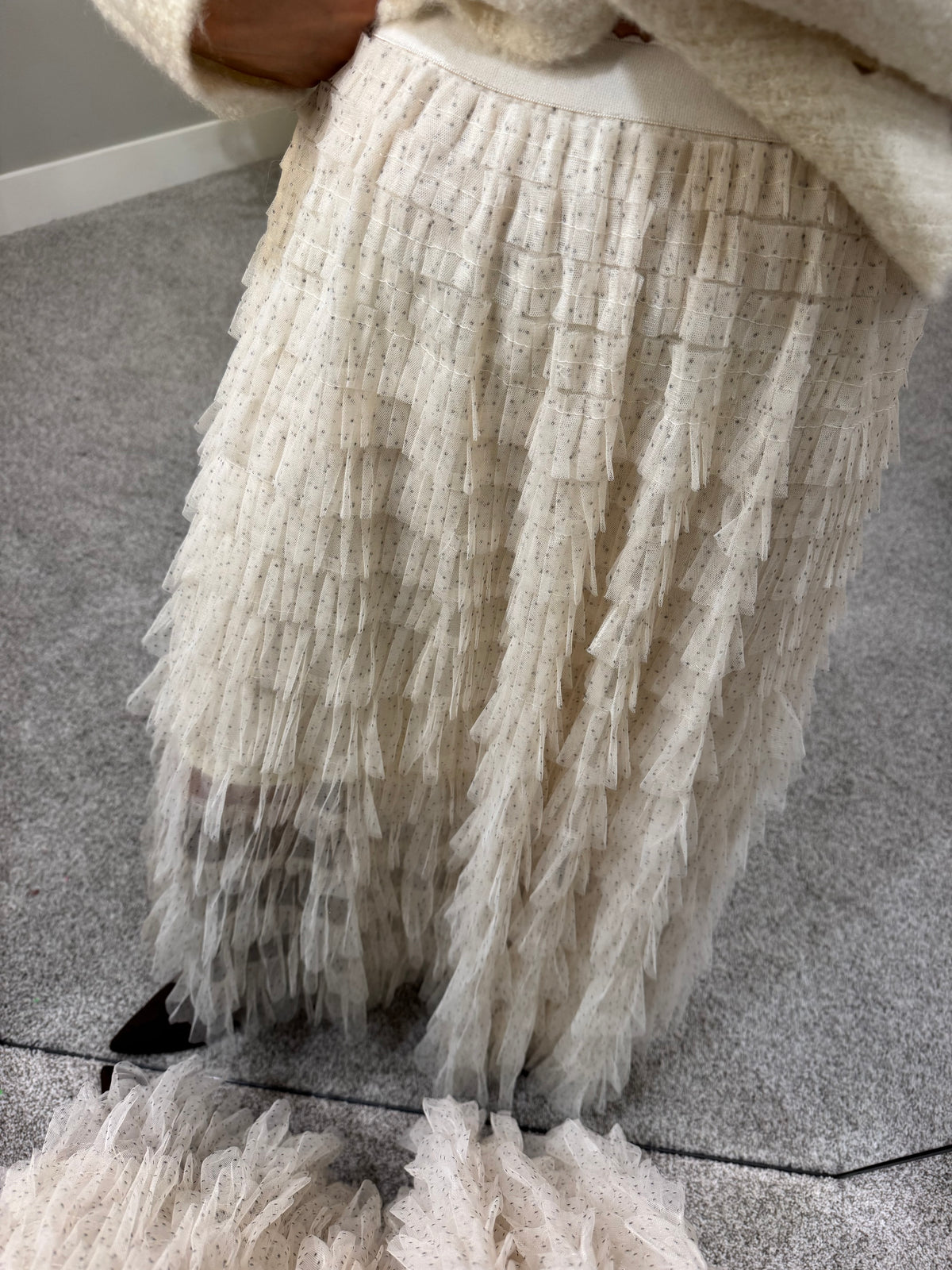 Ivory Layered Tiered Skirt | Polka Dot