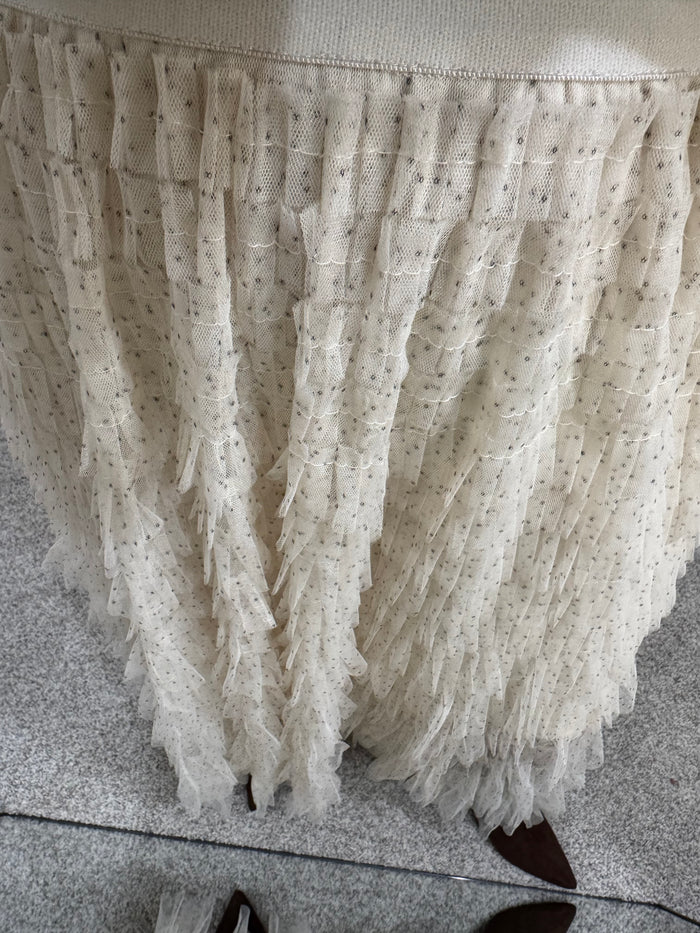 Ivory Layered Tiered Skirt | Polka Dot