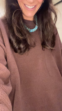 Boyfriend Crew Neck Sweater | Chocolate Brown