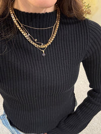 Ribbed Knit Top | Black