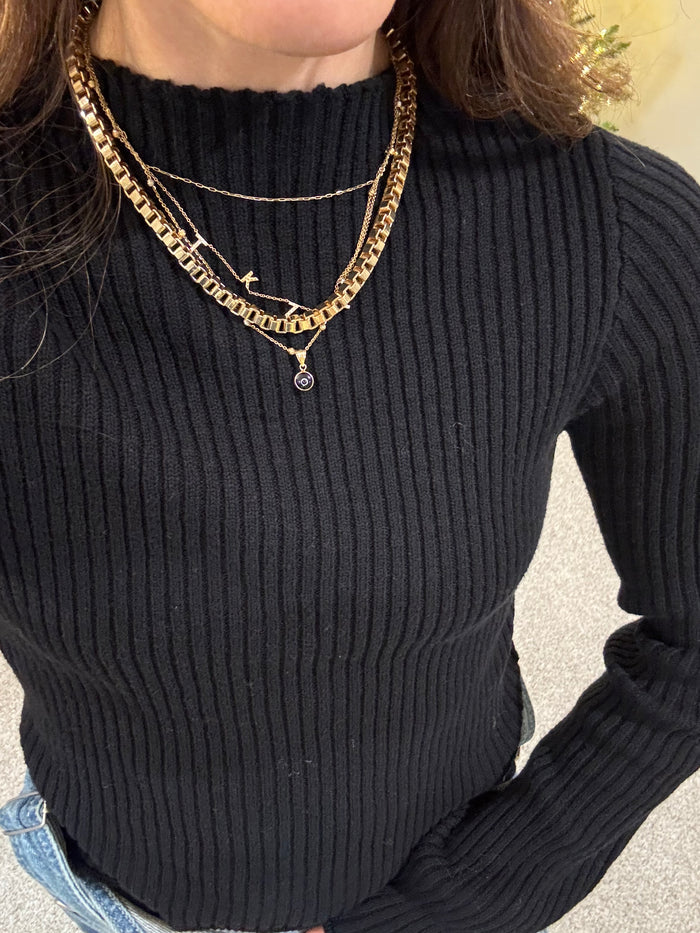 Ribbed Knit Top | Black