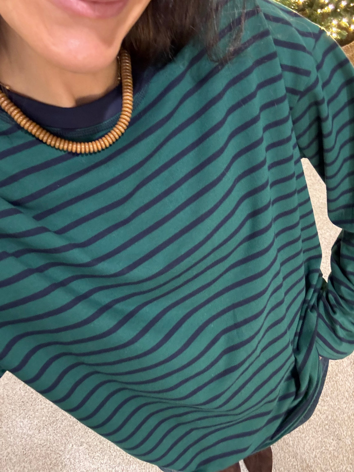 Hasley Striped Top | Emerald Green & Navy