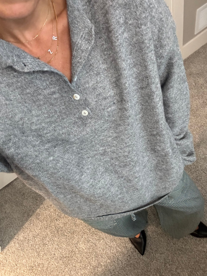 Zola Henley Sweater | Heather Gray