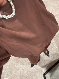 Bubble Hem Sweatshirt | Chocolate Brown