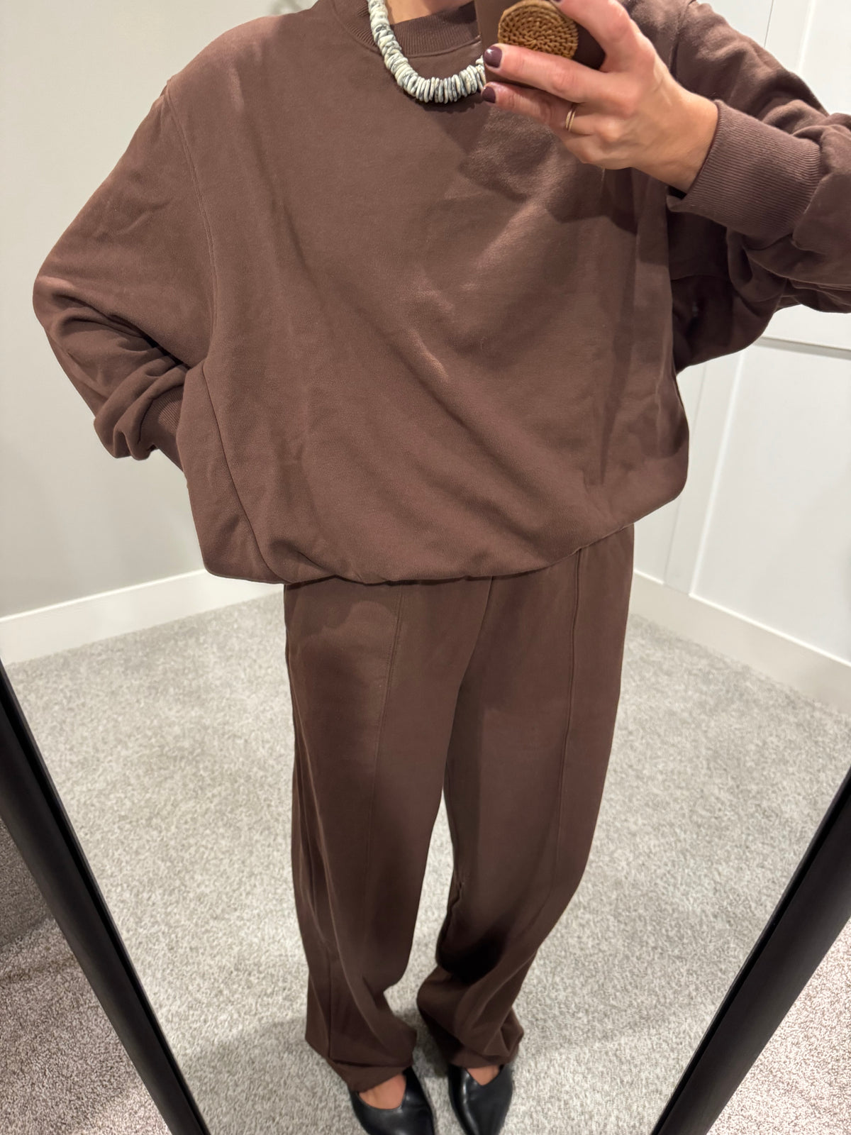 Bubble Hem Sweatshirt | Chocolate Brown