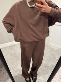 Bubble Hem Sweatshirt | Chocolate Brown