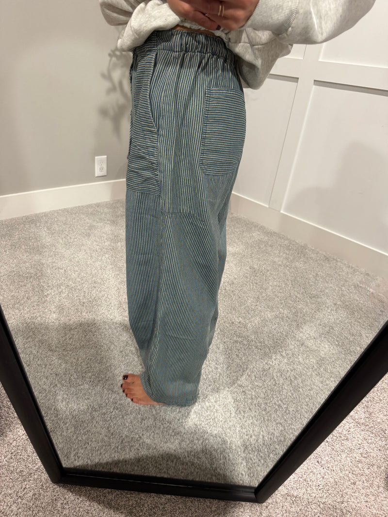 Striped Wide-Leg Pants