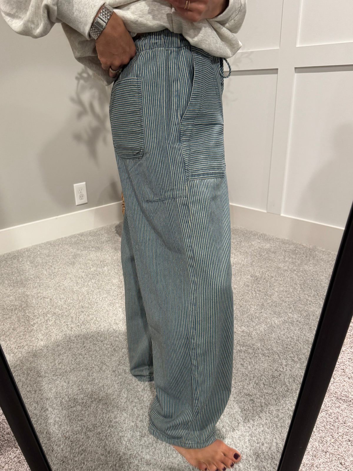 Striped Wide-Leg Pants