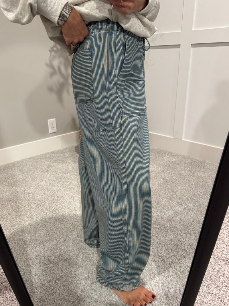 Striped Wide-Leg Pants