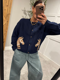Horsey Cardigan | Navy