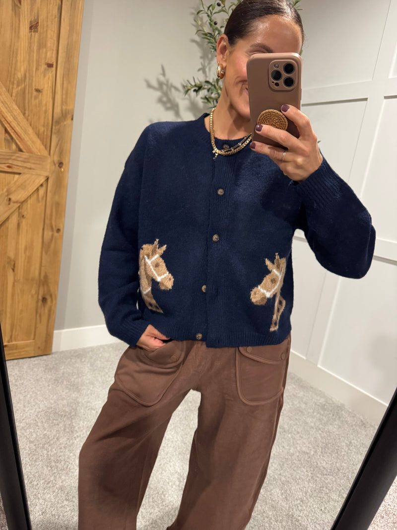 Horsey Cardigan | Navy