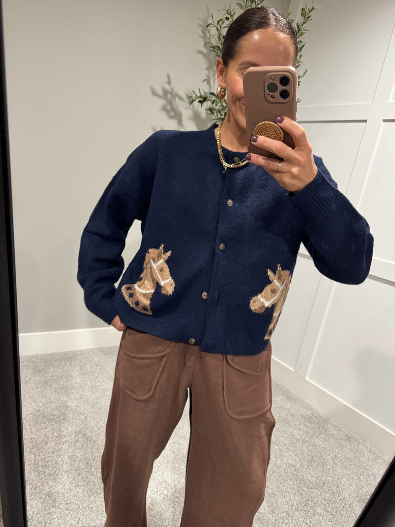 Horsey Cardigan | Navy