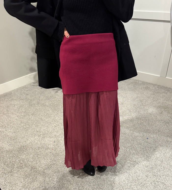 Wine Mixed Media Skirt