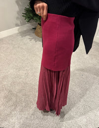 Wine Mixed Media Skirt