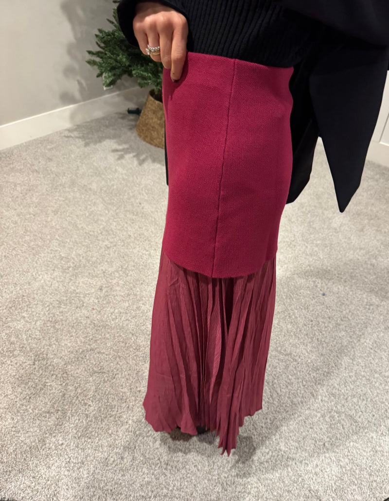 Wine Mixed Media Skirt