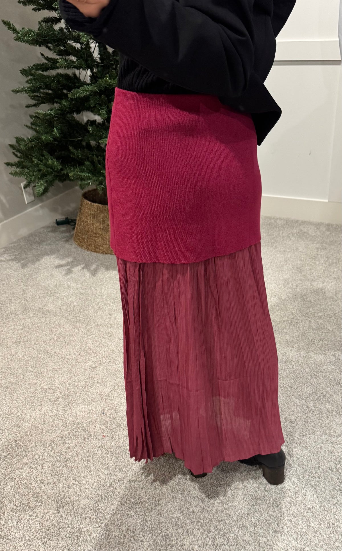 Wine Mixed Media Skirt